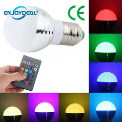 Горячая rgb Светодиодный лампа E27 3 Вт светодиодный свет Светодиодный прожектор Прожектор Лампа 12 Цветов менять + 24 клавиши пульт