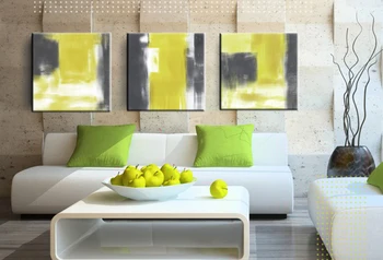 

3 Pieces Gray and Yellow abstract Wall Pictures for Living Room Home Decor Wall art for bedroom Decor decorative pictures