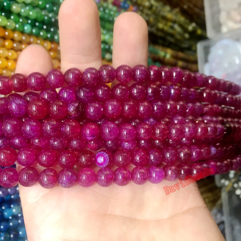 

Fctory Price Natural Stone magenta red Dragon Vein Agat Round Loose Beads 16" strand 4 6 8 10 12MM Pick Size For Jewelry Making