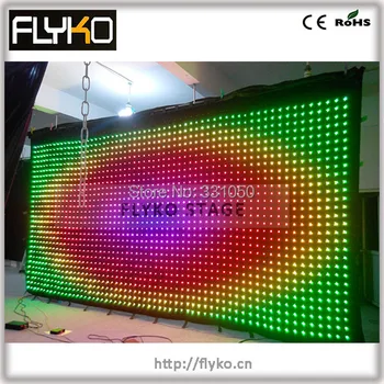 

Free shipping P10 3*6M LED video curtain display gif,jpg, text words with flightcase