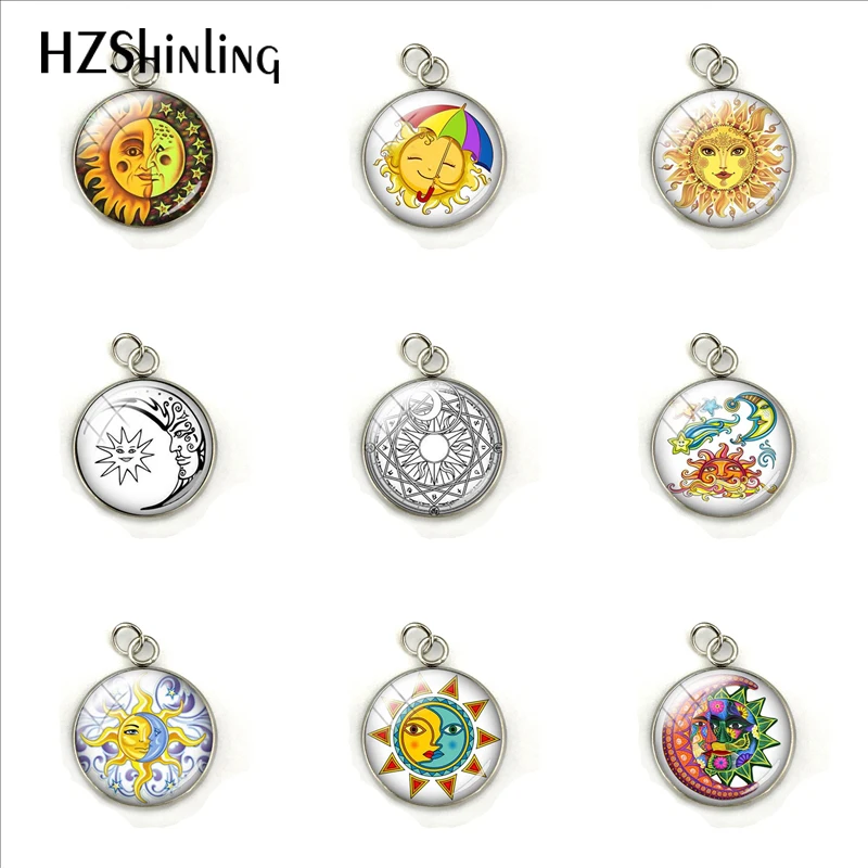 

Beauty Sun Moon Star Planet Dome Glass Cabochon Hand Craft Stainless Steel Pendant Charms Fashion Jewelry Ornaments