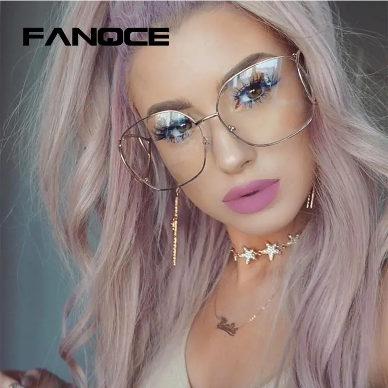 FANQCE 2017 Classic Cat Eye Glasses Frameless Sunglasses Brand Design