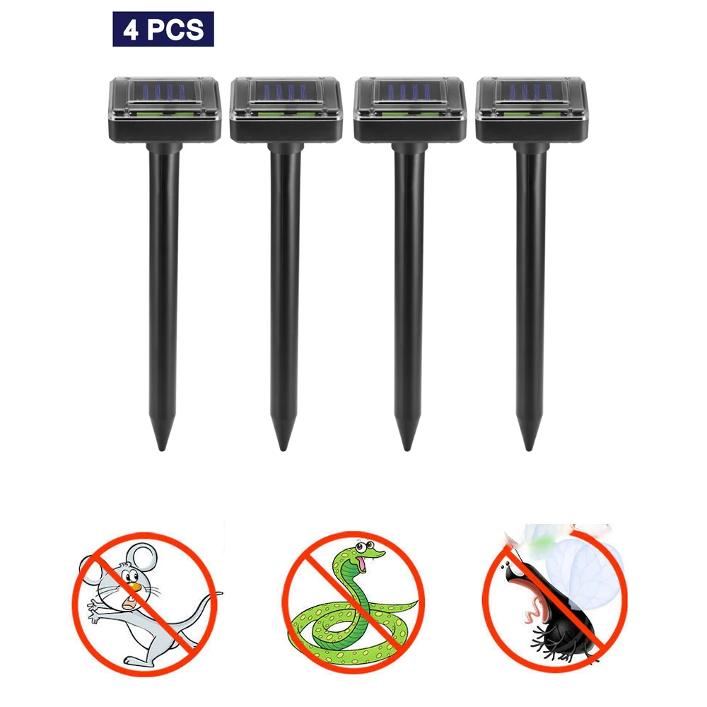 

4pcs Solar Power Ultrasonic Gopher Mole Snake Mouse Pest Reject Repeller Control for Garden Yard Drop Shipping