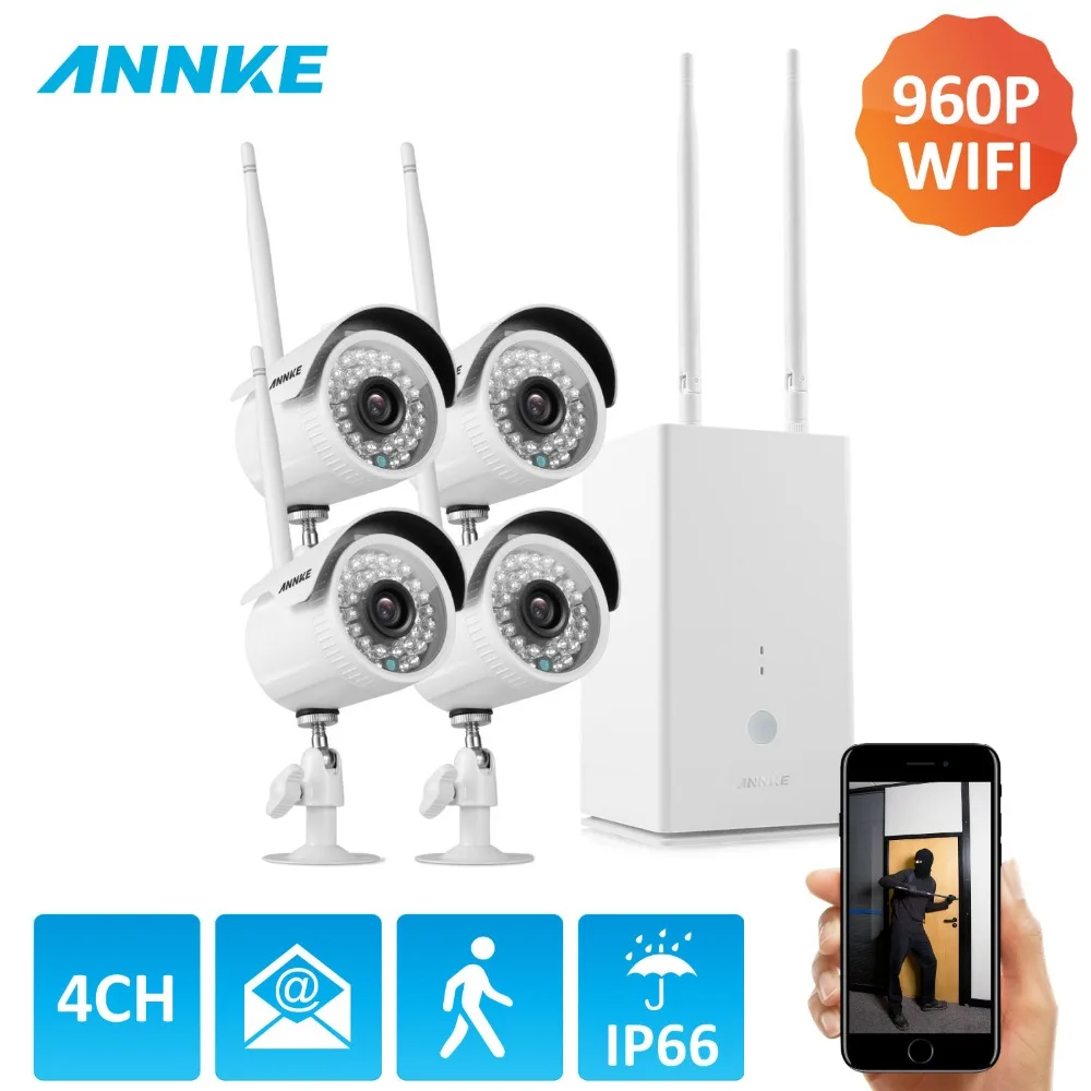 ANNKE font b Wireless b font Wifi 4CH P2P HD 130W 960P NVR 960P Outdoor Weatherproof