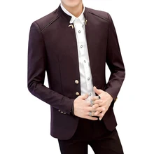 Весна и осень платье воротник сплошной цвет маленький костюм свадебное платье тонкий молодежный Мужской костюм куртка