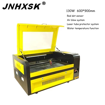 

JNHXSK TS6090 130W laser engraving cutting machine with 57stepper motor Y-Axis double linear guide Ruida control system