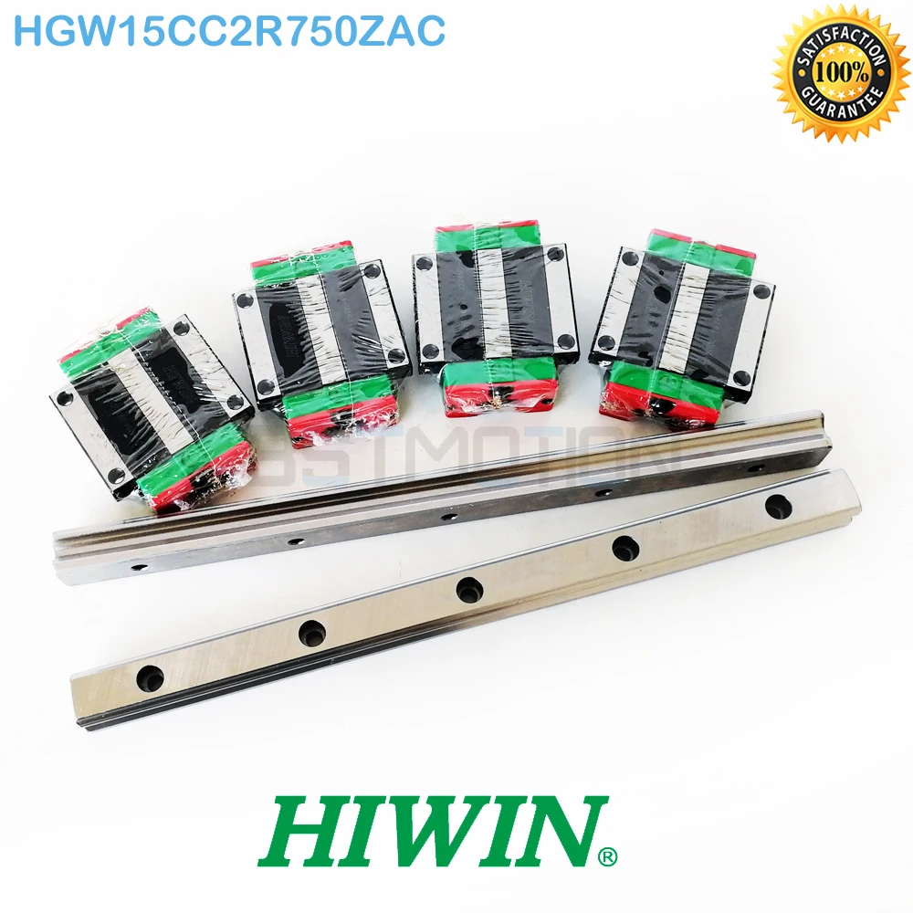 HIWIN HGR15 линейные направляющие 2 шт. 750 мм рельсы 4 шт. HGW15CC Рамный лафет HGW15CC2R750ZAC ZA предварительная нагрузка