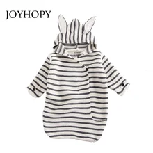 Полосатые детские одеяла, конверт для новорожденных, Детские чехлы с кроличьими ушками, детский Пеленальный конверт, Одежда для новорожденных девочек