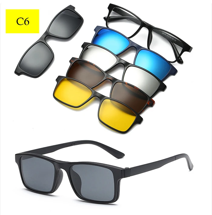 TOEXPLORE ore, поляризованные оптические очки на клипсах для женщин и мужчин, антибликовые солнцезащитные очки для вождения, близорукости, магнитные очки, оправа для рыбалки, UV400 - Цвет линз: C6