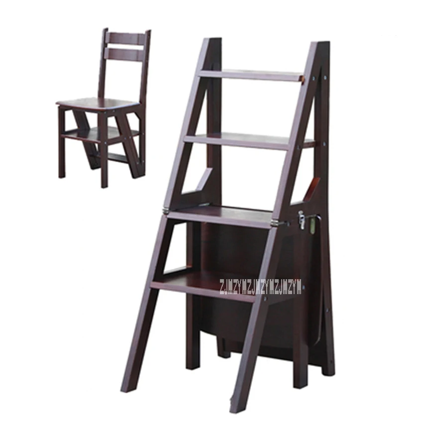 Многофункциональный четыре-шаг библиотечная лестница табурет из массива дерева лестничное кресло бытовой складной деревянный стул