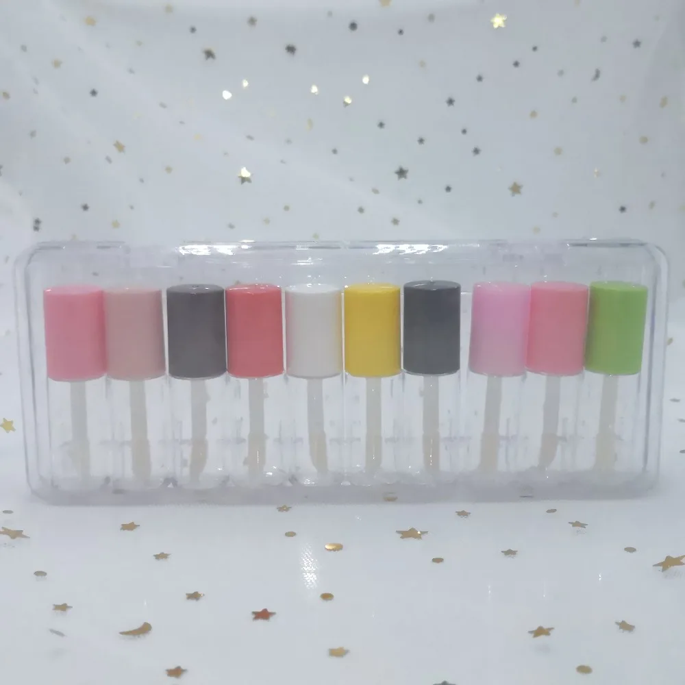 50/100pcs3ML мини Красочные крышки прозрачный блеск для губ Туба. Маленькая Косметическая губная помада образец бутылки, DIY бальзам для губ трубки