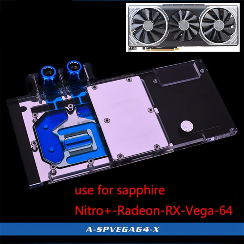 Водоблок для Sapphire Nitro + Radeon Rx Vega 64 8Gb Hbm2 (11275-03-40G) полное покрытие Gpu медный блок радиатора Rgb