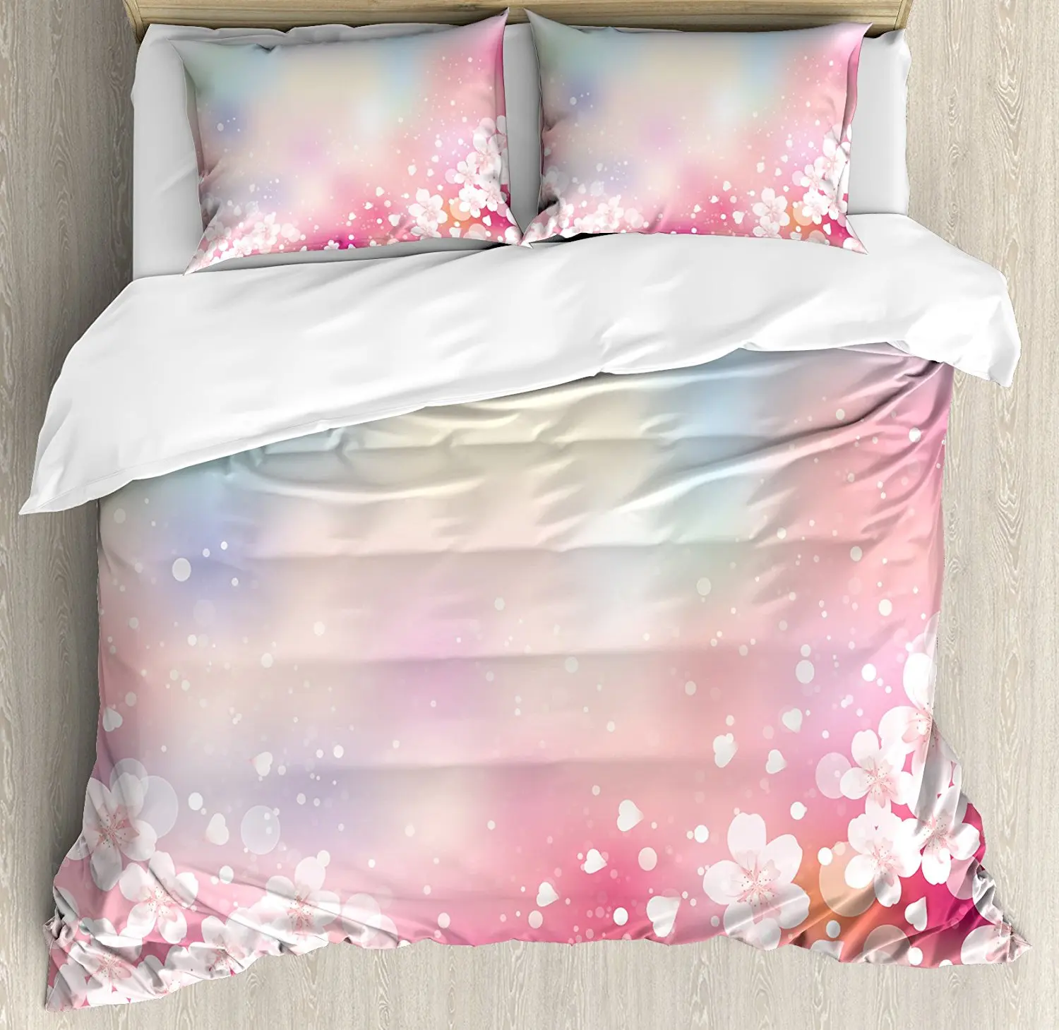 Pastel Duvet Cover Set Japanese Nature Sakura Tree Cherry Blossoms