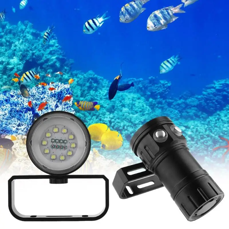 

10White+ 4Blue+ 4Red LED torch Flashlight Underwater led flashlight Diving Light Video Photography Lamp torch Flashlight light