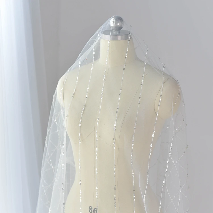 sequins lace fabrics for wedding dress 2