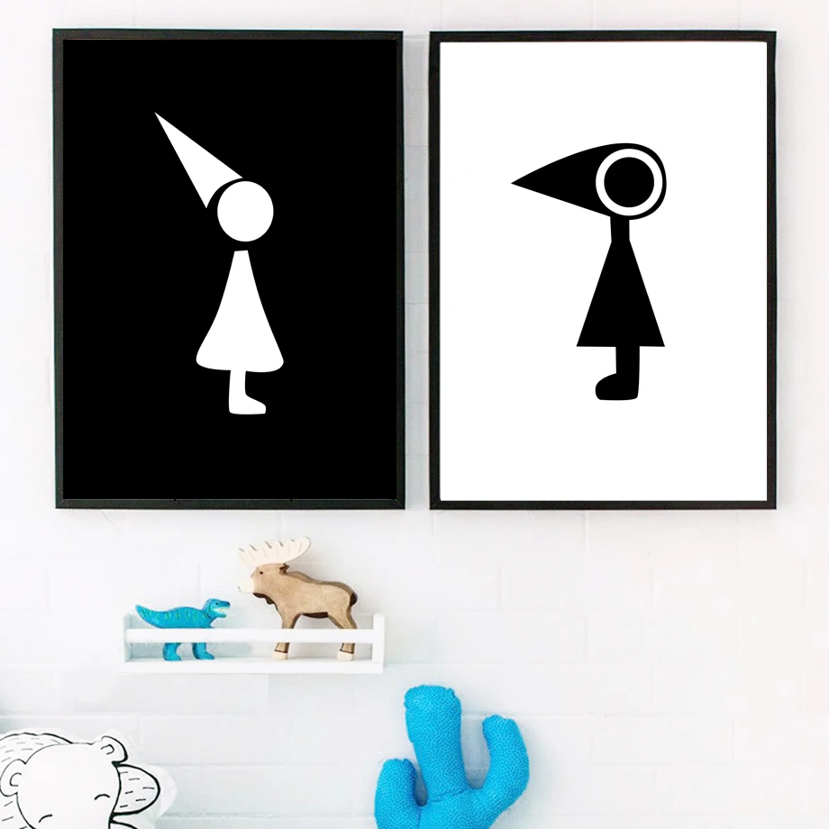 

Abstract Kids Wall Art Canvas Painting Nordic Posters And Prints Black White Wall Pictures For Living Room Nursery Home Decor