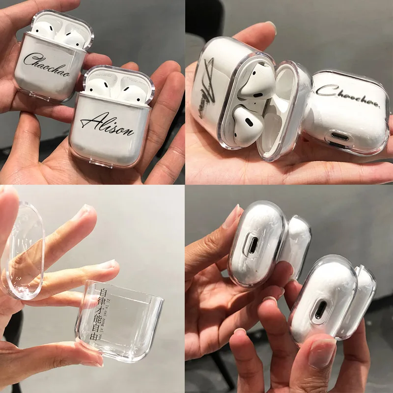 Жесткий пластиковый чехол с логотипом на заказ для Air Pods, чехол для Bluetooth, беспроводная крышка Airpod, сделай сам, индивидуальная фотонадпись, новая мода