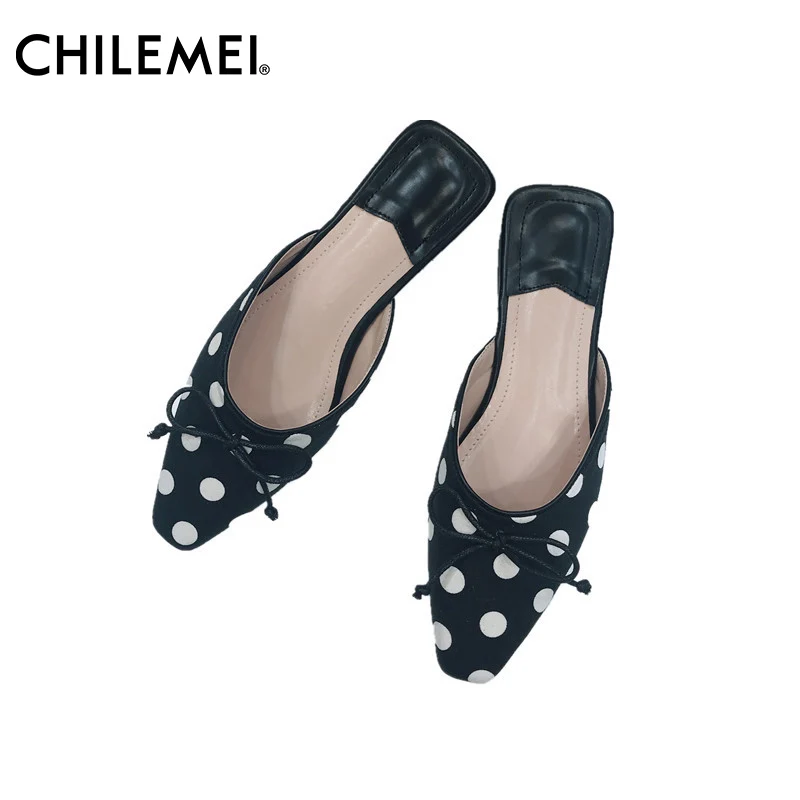ladies polka dot slippers