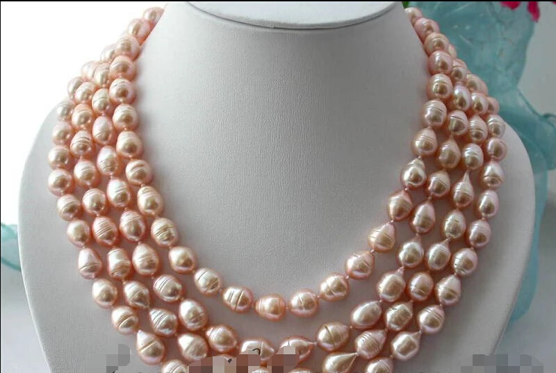 

Free shipping >>>>>>z2216 4row 11mm pink drip freshwater pearl necklace magnet