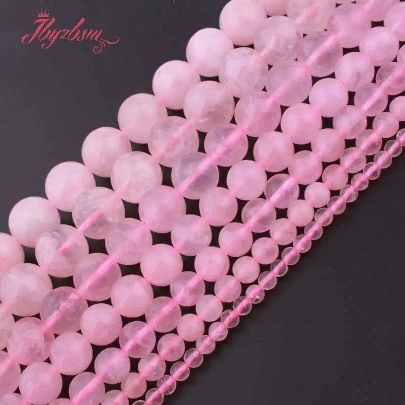 

6/8/10/12mm Natural Rose Quartzs Bead Smooth Round Ball Stone Beads For Jewelry Making DIY Necklace Bracelet Loose Strand 15"
