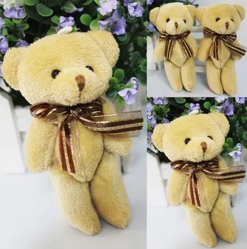 

Mini Brown Ribbon Teddy Bear Soft Plush Stuffed Kids Toys Doll for Bouquet 12CM