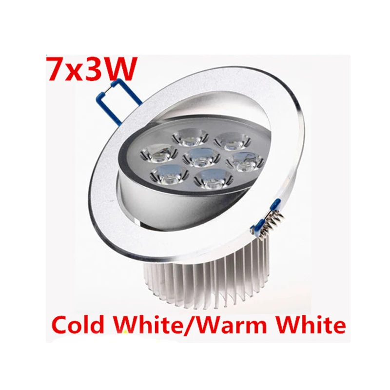 

21W Ceiling Downlight Epistar LED Ceiling Lamp 7x3W Recessed Spot Light 100V-245V for Home illumination FREE SHIPPING