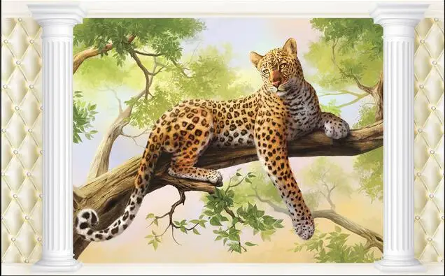 

3d wallpaper custom mural non-woven Wall stickers Leopards landscape setting 3 d space paintings 3d photo wall mural wallpaper