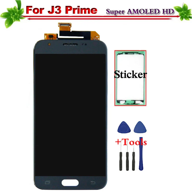 

100% Tested for Samsung Galaxy J3 Prime J327 J327T J327P LCD Display Touch Screen Digitizer Assembly Replacement Super Amoled