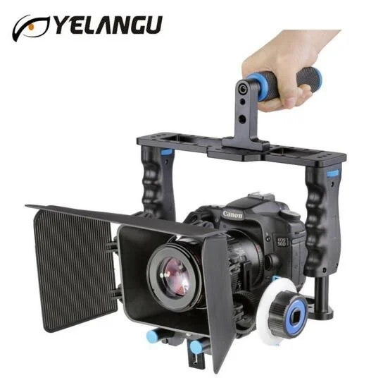 YELANGU C200 Professional Handheld DSLR Rig Camera Cage Set+Matte Box+Follow Focus Movie Film