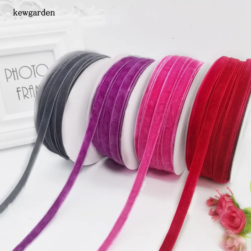 Kewgarden Wholesale 10mm 1cm Flocking Ribbons DIY Bowknot Accessories Satin Ribbon Handmade Tape Packing Riband 50 Yards | Дом и сад