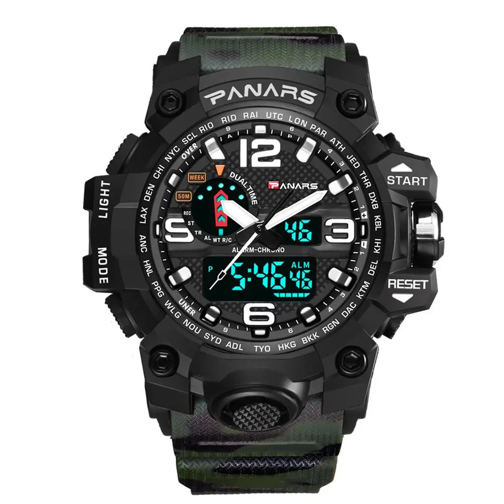 

Men Sports Watches Military Watch Fashion Men Camo Waterproof Daul Time Alarm Stopwatch Digital Wrist Watch Relogio Masculino