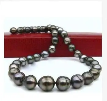 

gorgeous 10-11mm Tahitian baroque black green pearl necklace 18inch
