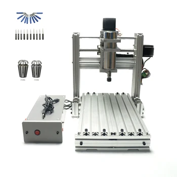 

DIY mini cnc router engraver 3020 wood model making machine with free cutter and collet for wood PCB plastic engraving marking