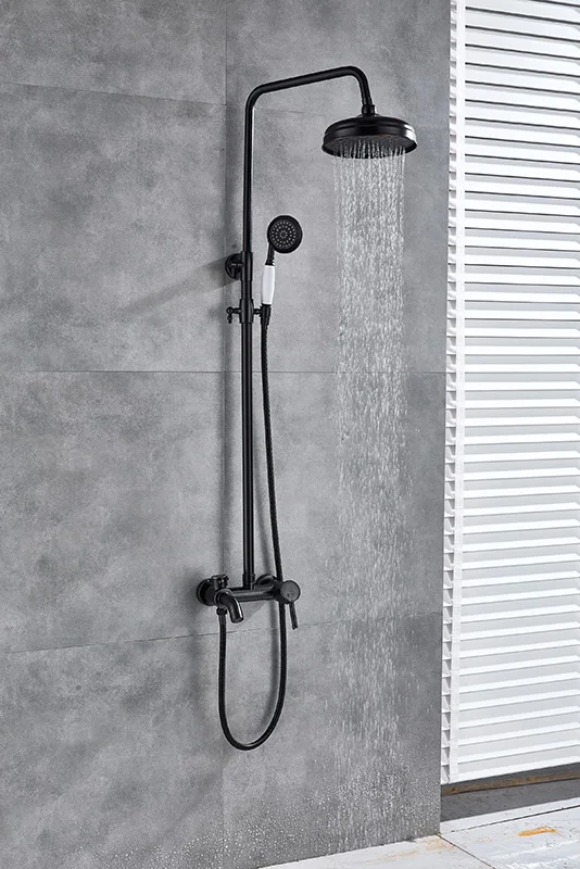 

Shower Set Square Shower Faucet ORB Thermostatic Mixer 8" Shower Head Mixing Valve