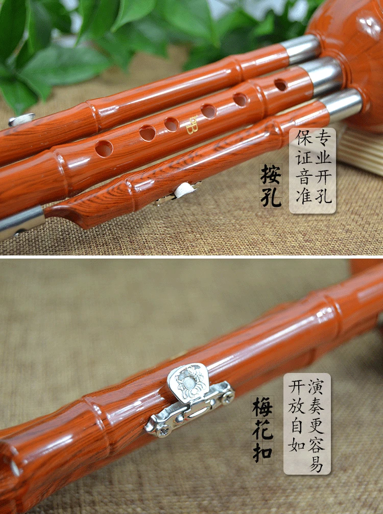 Three-tone Chinese Traditional Hulusi Flute Cupronickel Tube detachable Bakelite Flauta Key of C/bB With Case Clarinet