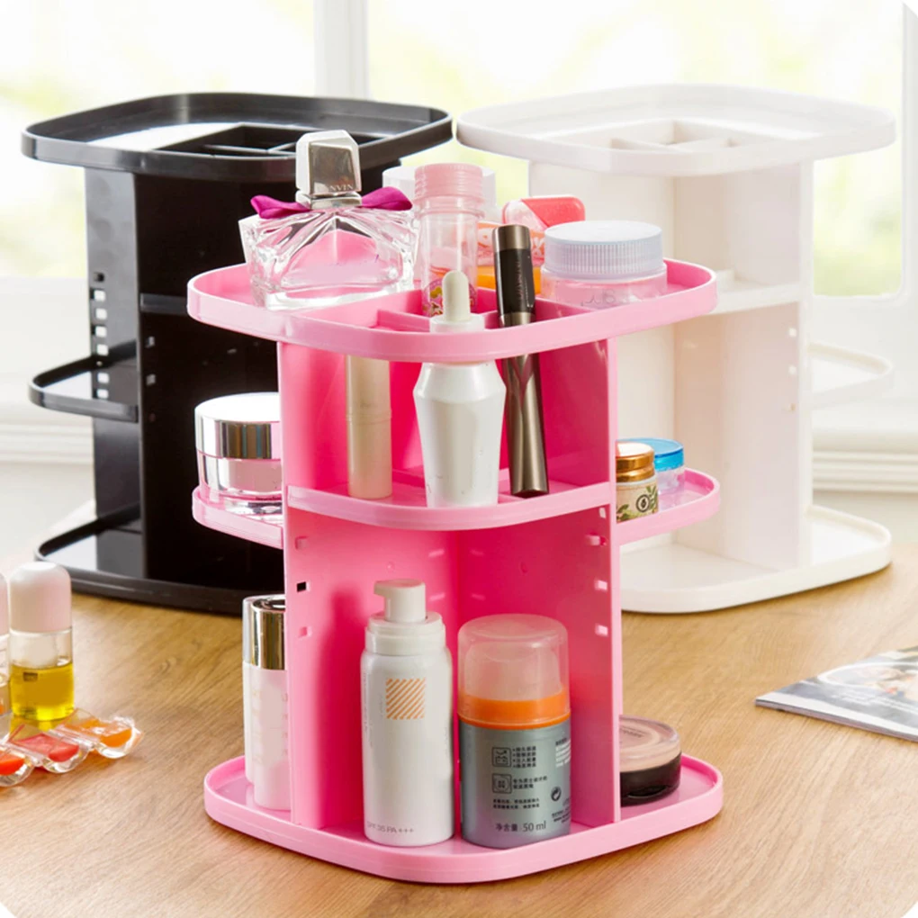 

2018 New 360-degree Plastic Rotation Jewelry Makeup Cosmetics Brush Display Holder Organizer Storage Box