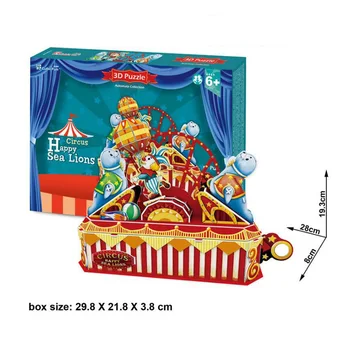 

3D Paper Puzzle Toy DIY Circus Happy Sea Lions Model Assembled Paperboard Cartoon Puzzles Toys For Children