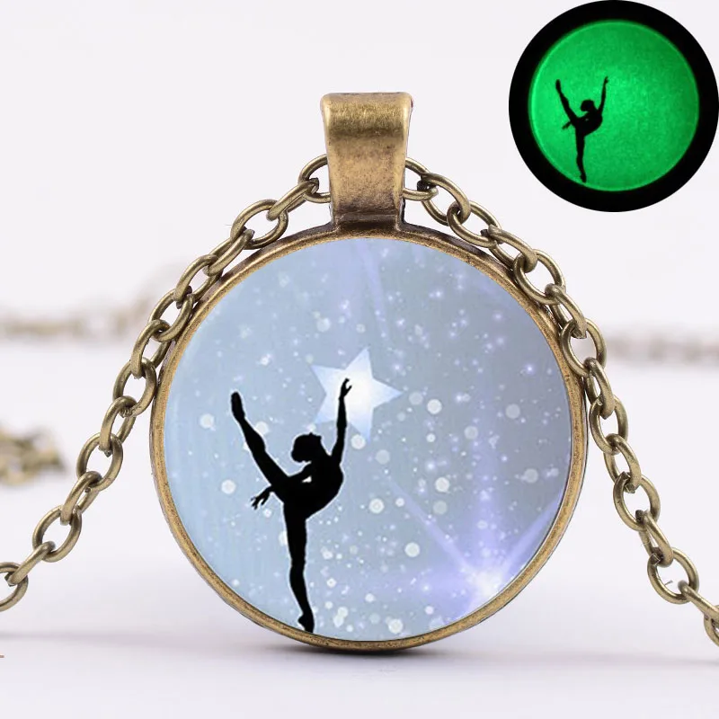1pc Charms Ballet Dancing Cabochon Necklace Glass Silver Chain Decoration Gifts 1pc Charms Ballet Dancing Cabochon Necklace Glass Silver Chain Decoration Gifts