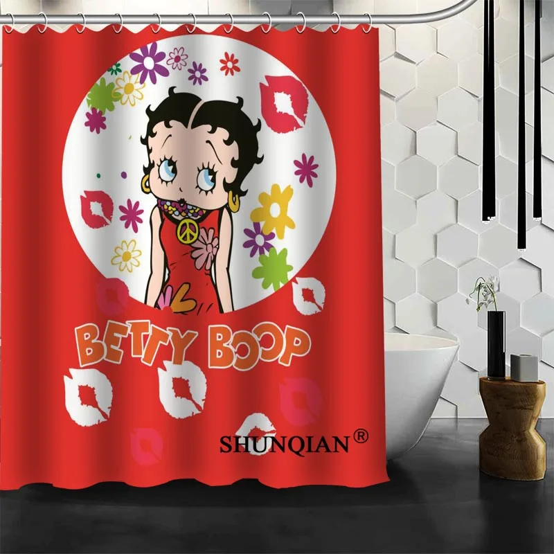 Best хороший обычай Betty Boop душ Шторы Для ванной Шторы Водонепроницаемый Ткань Ванная комната Шторы больше размер a6.1-37 - Цвет: Бургундия