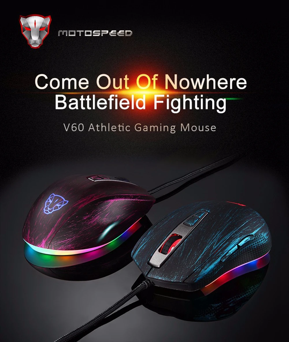 Motospeed V60 Проводная игровая мышь USB 7 кнопок 5000 dpi светодиодный оптический USB компьютерная мышь геймерские мыши игровая мышь Бесшумная Mause для ПК