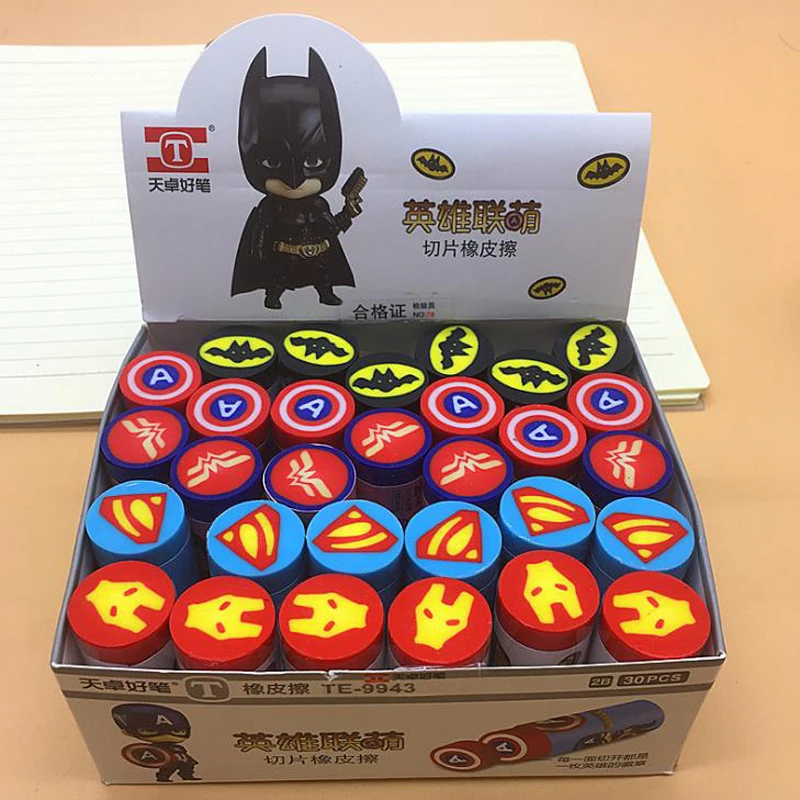 

4 Pcs/set Cartoon Super Hero Captain America Spiderman Superman Rubber Pencil Erasers Cutable Eraser Stationery Students Gift