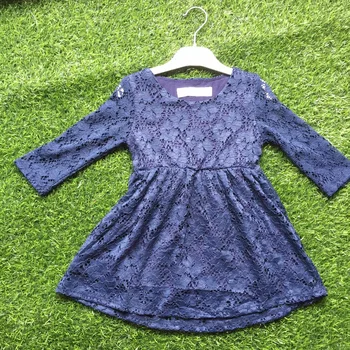 

2020 new navy blue girl lace dress kids summer dress