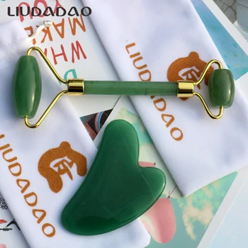 

Jade GuaSha Wands Smooth SPA Massager Face Lift Rollers Tools Green Aventurine Women Portable Natural Stone Face Massager Roller