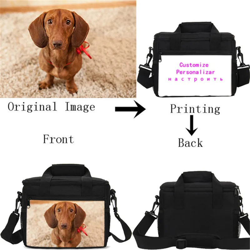 

VEEVANV Customized Your Image Name Logo Lunch Bags Ice Bags Handbags Shoulder Bags Insulated Thermal Picnic Lunchbox Sac A Main