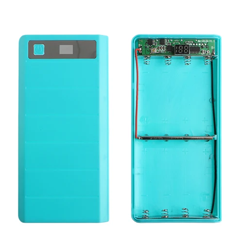 Синий Тип C вход 2 usb порта 8x18650 DIY портативный держатель батареи светодиодный дисплей внешний Аккумулятор Чехол Коробка(без аккумулятора - Цвет: Синий