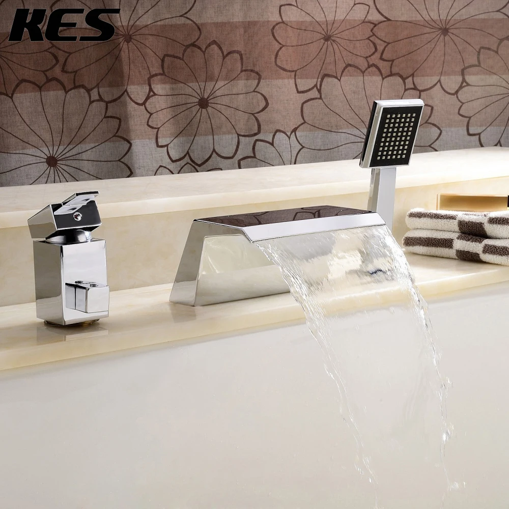 Kes Bathroom Roman Tub Filler With Hand Shower Brass Faucet Mixer