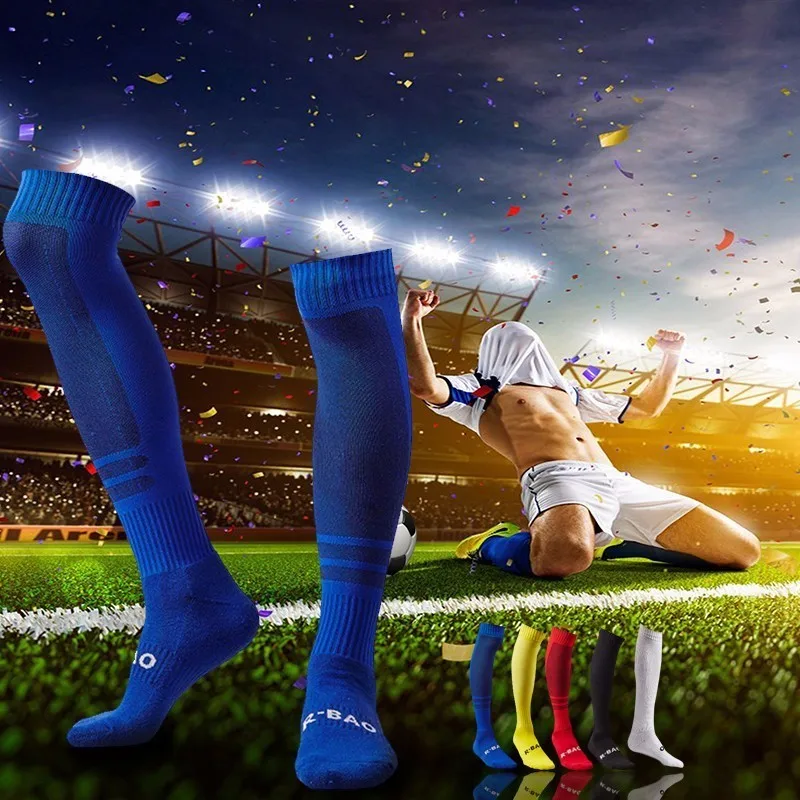 Adults Professional Men Soccer Socks Stocking Sporting Socks Cotton Knee Football Breathable Absorbent Running