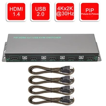 2019 4 порта USB HDMI KVM коммутатор PIP 4 К K x 2 К 4 порта KVM коммутатор HDMI с USB 2,0 и картинка в картинке 4 порта KVM коммутатор