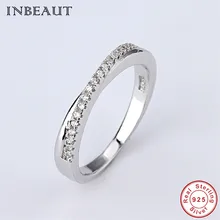 

INBEAUT Women Love Cross Rings Solid 925 Sterling Silver Round CZ Stone Together Forever Destiny Ring Trendy Christmas Gift