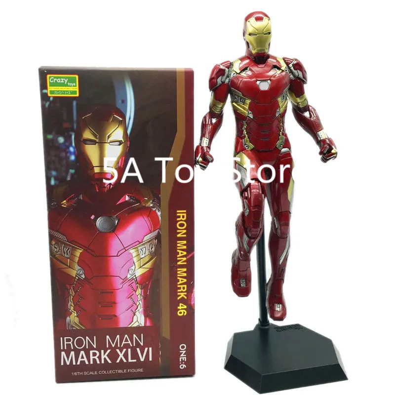 

12" 30CM Crazy Toys Iron Man MARK XLVI MK 46 1/6 Scale PVC Figure Collectible Model Toy Retial Box